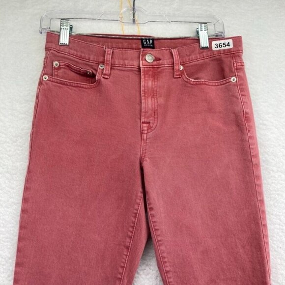 Gap Denim Womens True Skinny Ankle Jeans Size 28 Dark Pink Raw Hem Stretch - Picture 2 of 10